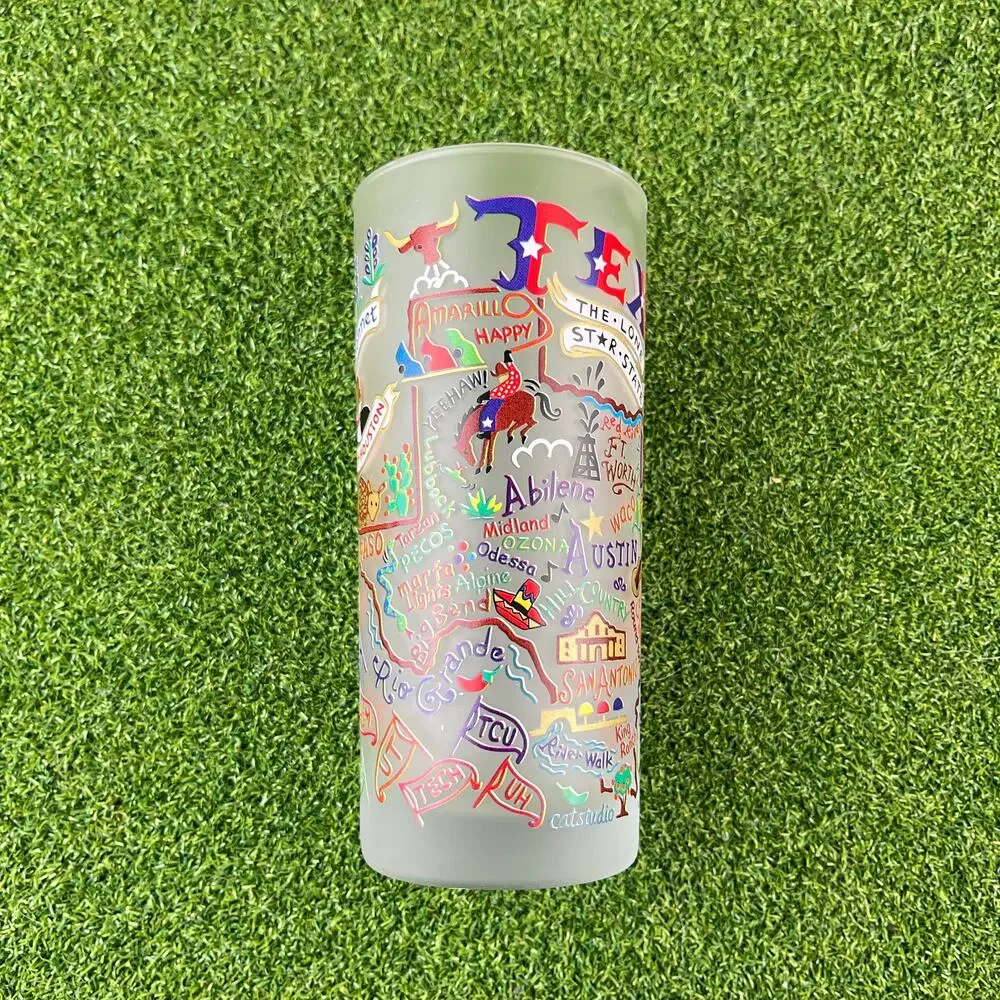 Vintage Catstudio Texas The Lone Star State Frosted Drinking Glass